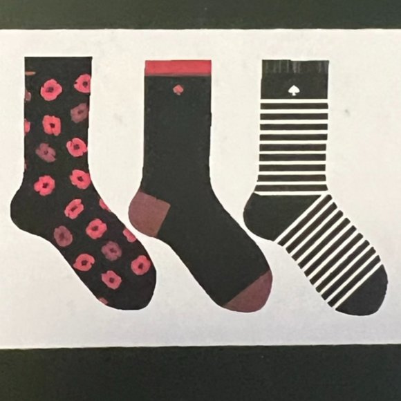 kate spade red poppy sock set of 3 nwt - Picture 1 of 4